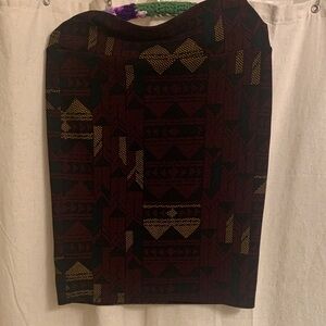LuLaRoe Burgundy and Black Patterned Pencil Skirt